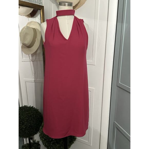 White House Black Market Plus Keyhole Choker Sorbet Shift Mini Dress 2 Petite - Picture 2 of 8